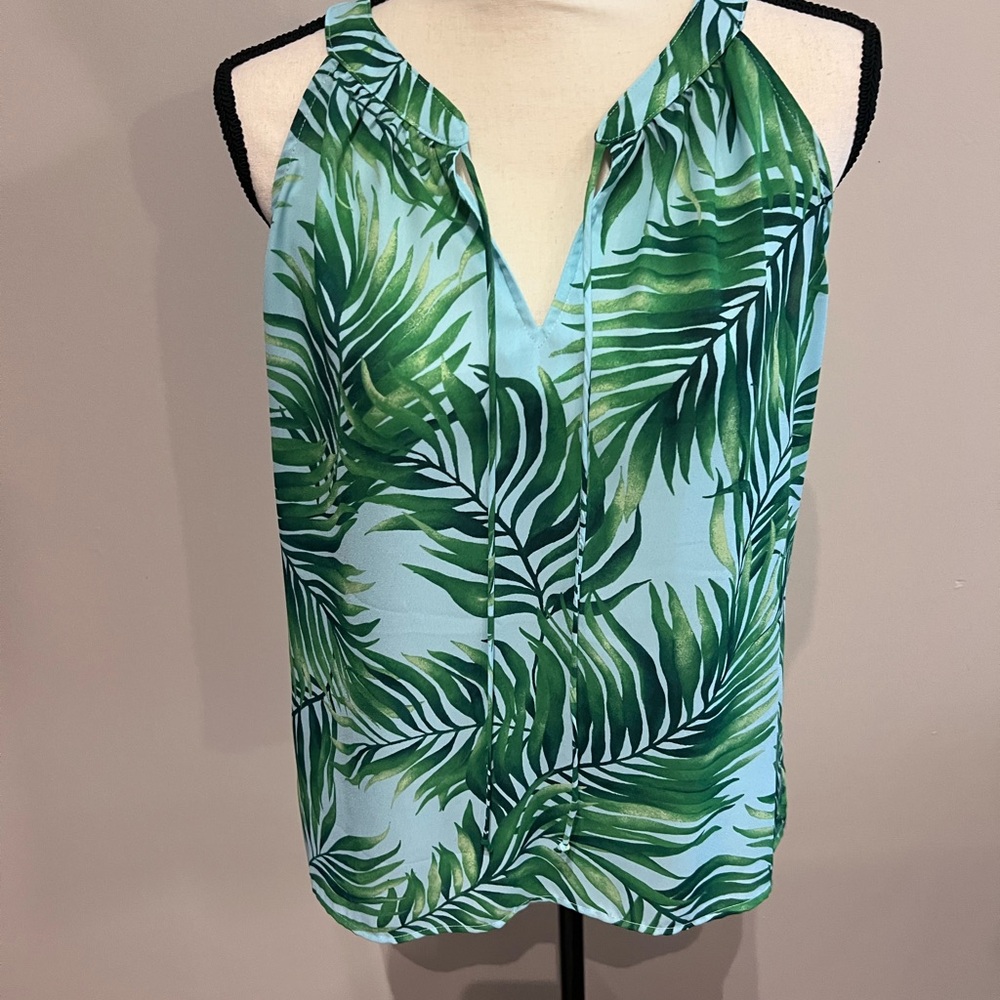 Veronica M Green Leaf Print Tank Top